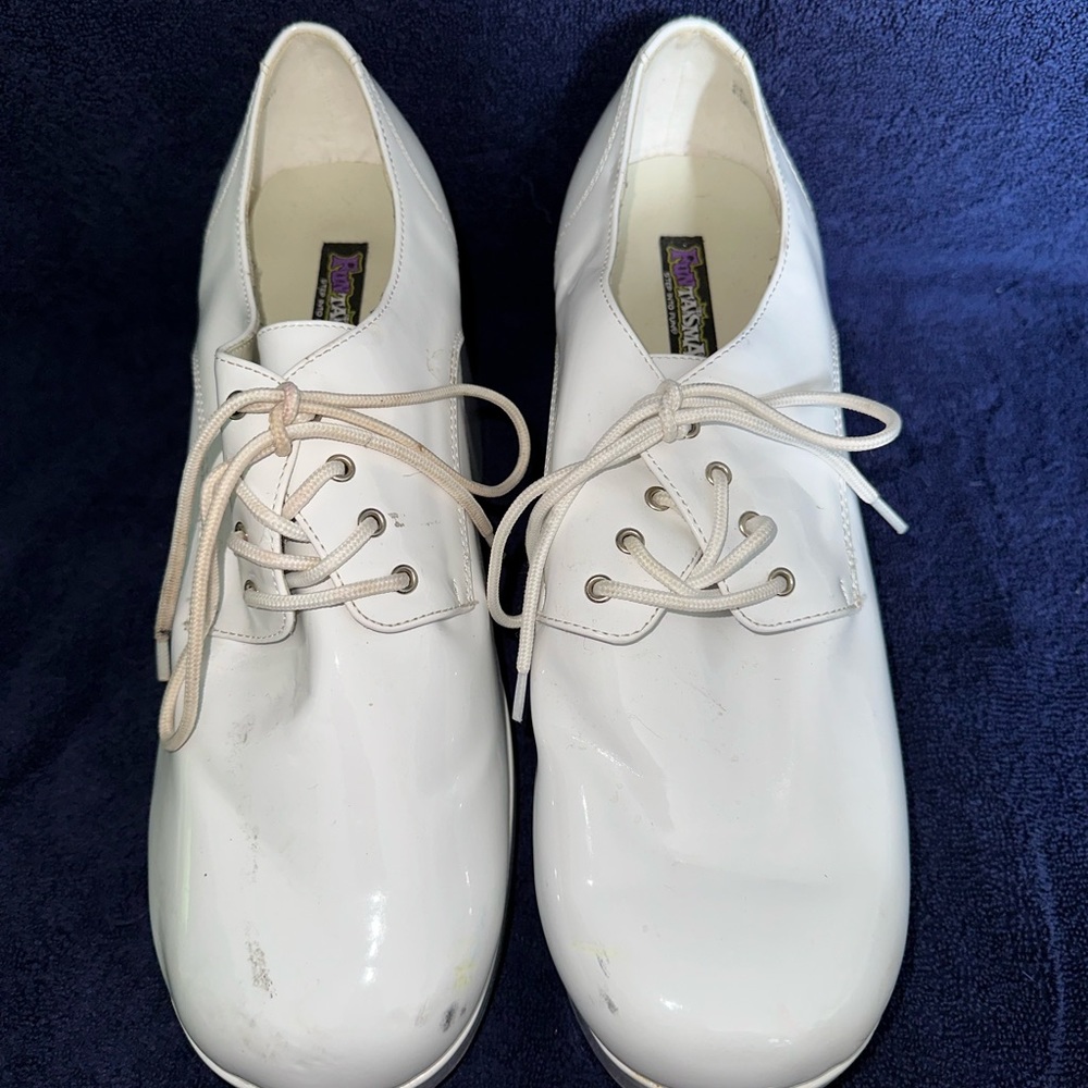 FUNTASMA White Patent Leather Platform Jazz Lace Up Oxford Shoes